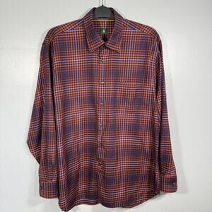 Robert Talbott L/S Mens XL Button Down Shirt Orange Purple Plaid USA Made